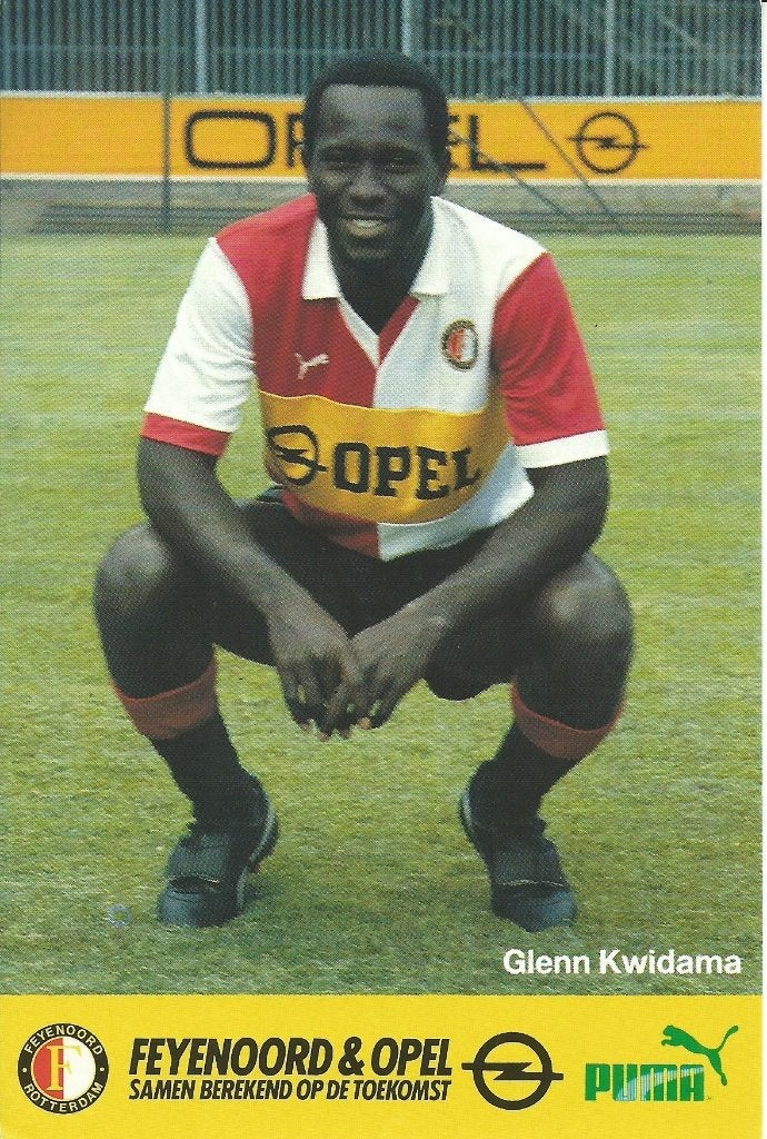 1985-1986 fotokaart Opel - Glenn Kwidama Feyenoord, Verzamelen, Verzenden, Zo goed als nieuw, Feyenoord, Spelerskaart
