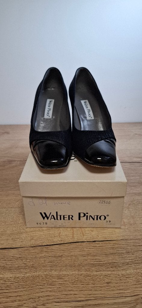 Vintage Italiaanse Walter Pinto Pumps Zwart - Maat 39, Zwart, Onbekend, Zo goed als nieuw, Walter Pinto