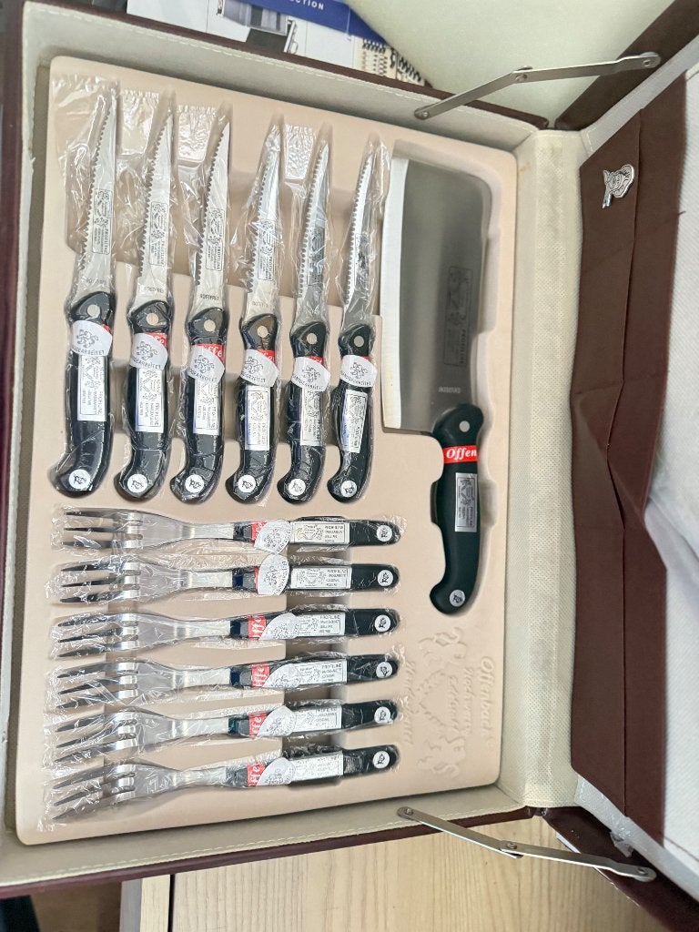 Messen en steak set in koffer, Ophalen, Bestekset, Nieuw, Rvs of Chroom
