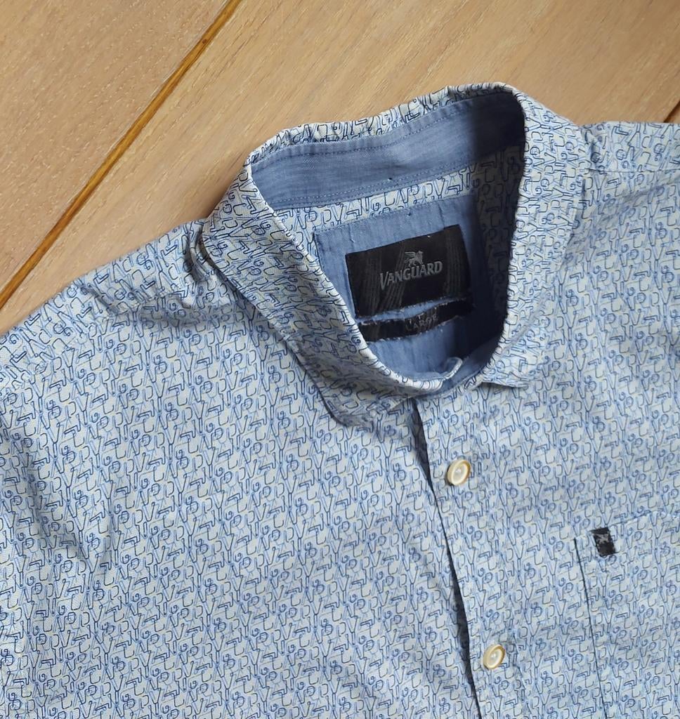 Als nieuw!!! Heren VANGUARD stretch overhemd maat large   L, Kleding | Heren, Blauw, Ophalen of Verzenden, Zo goed als nieuw, Halswijdte 41/42 (L)