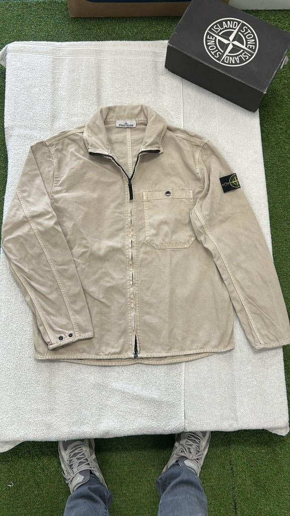 Stone Island Panama Cotton Overshirt Jas Vest met badge - XL, ., Beige, Ophalen of Verzenden, Stone Island