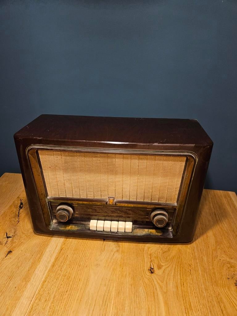 Vintage Philips BX 543 A02 Buizenradio (1954-1955), Ophalen of Verzenden, Gebruikt, Radio