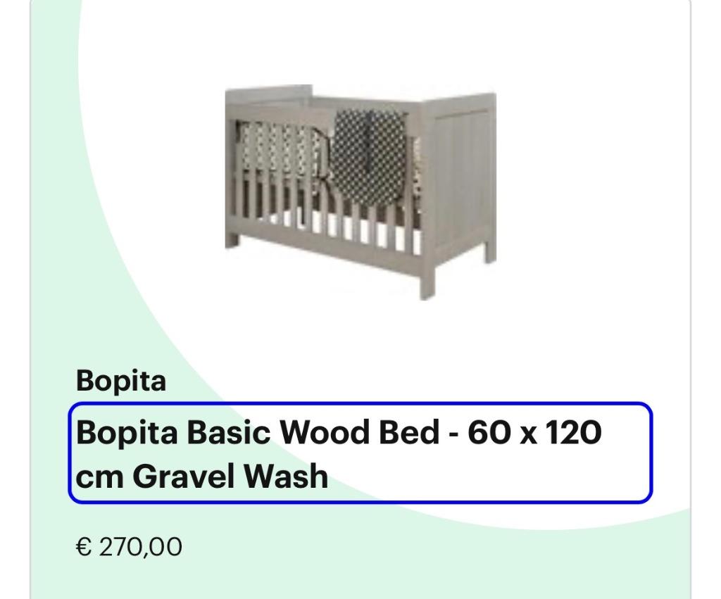 Bobita Baby ledikant, Ophalen, Zo goed als nieuw, Lattenbodem, Minder dan 140 cm