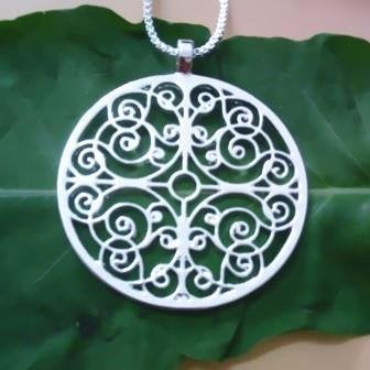 Mandala hanger aan ketting, Sieraden, Tassen en Uiterlijk, Kettingen, Ophalen of Verzenden, Nieuw, Zilver, Zilver