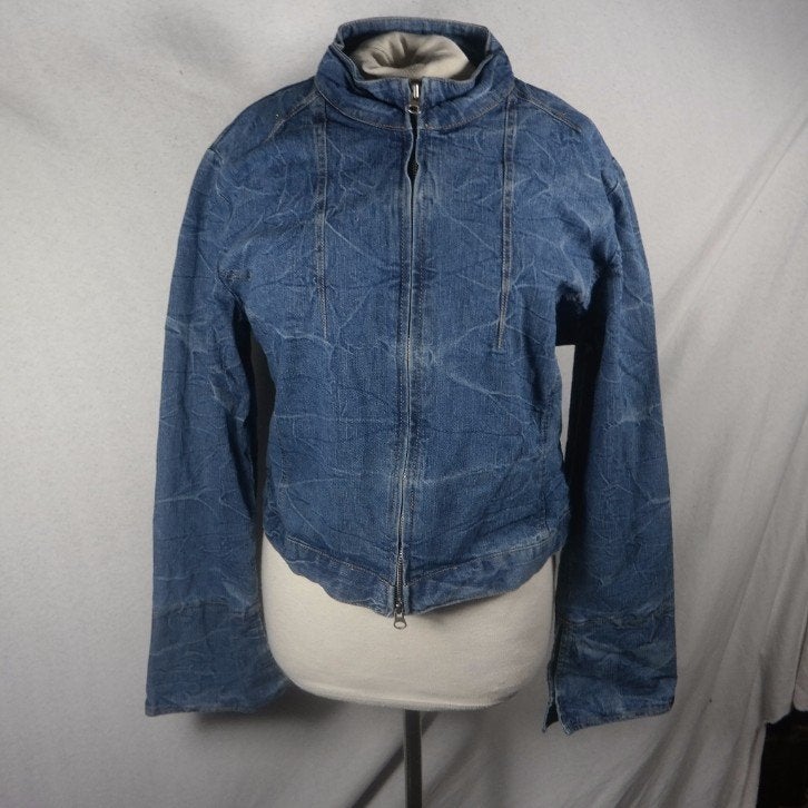 Aparte damesspijkerjas.Strass.Aparte mouw.Mt L.Merk Watcher, Blauw, ., Maat 42/44 (L), Ophalen of Verzenden