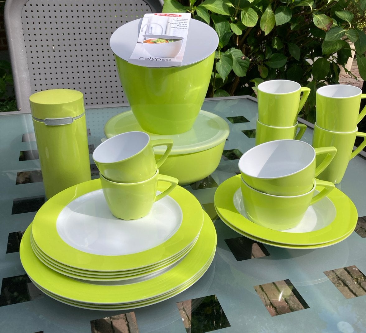 Mepal camping servies - Limegroen - in nette staat, Caravans en Kamperen, Ophalen of Verzenden, Zo goed als nieuw