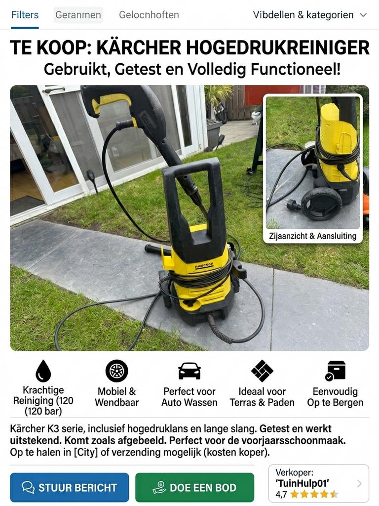 Kärcher K3 Hogedrukreiniger - Getest & Functioneel, Ophalen, Gebruikt, Elektrisch