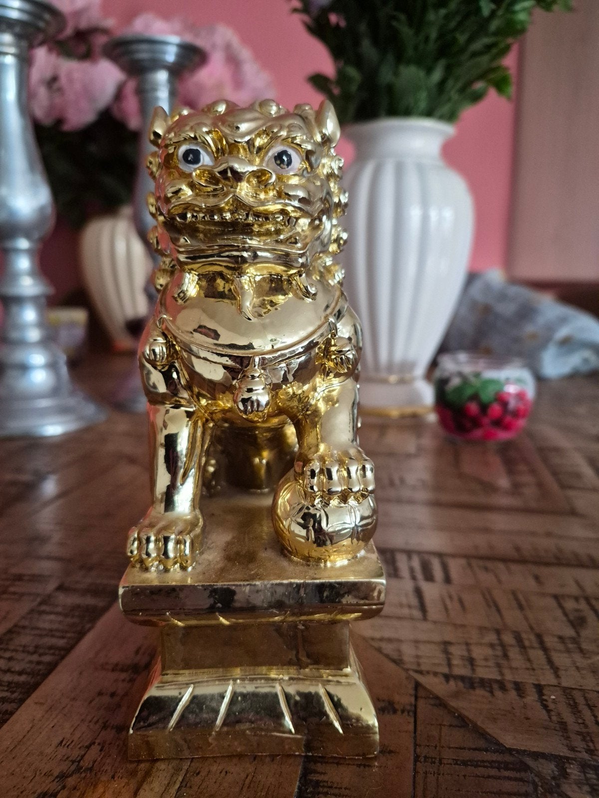 Gouden Foo Dog Beeldje - Bescherming & Geluk, Ophalen of Verzenden