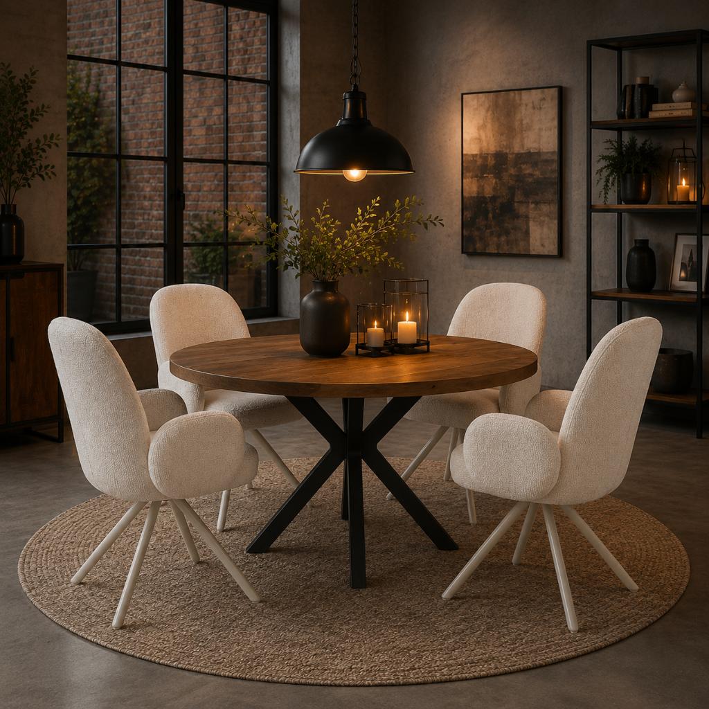 eetkamerstoel draaibaar 4/6 stuks 50% korting= €62,50 p.stuk, Ophalen, Modern, Luxueus, Draaibaar, Weefstof, Wit, Armleuning, Design