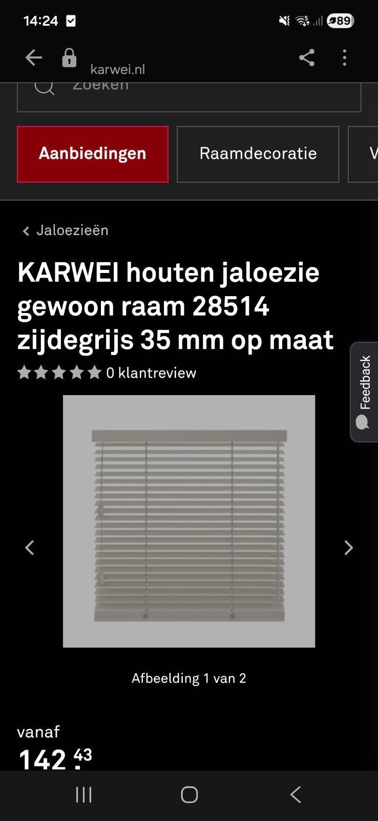 nieuw in verpakking: Karwei houten jaloezie zijdegrijs, Karwei, Ophalen, Jaloezie, Hout