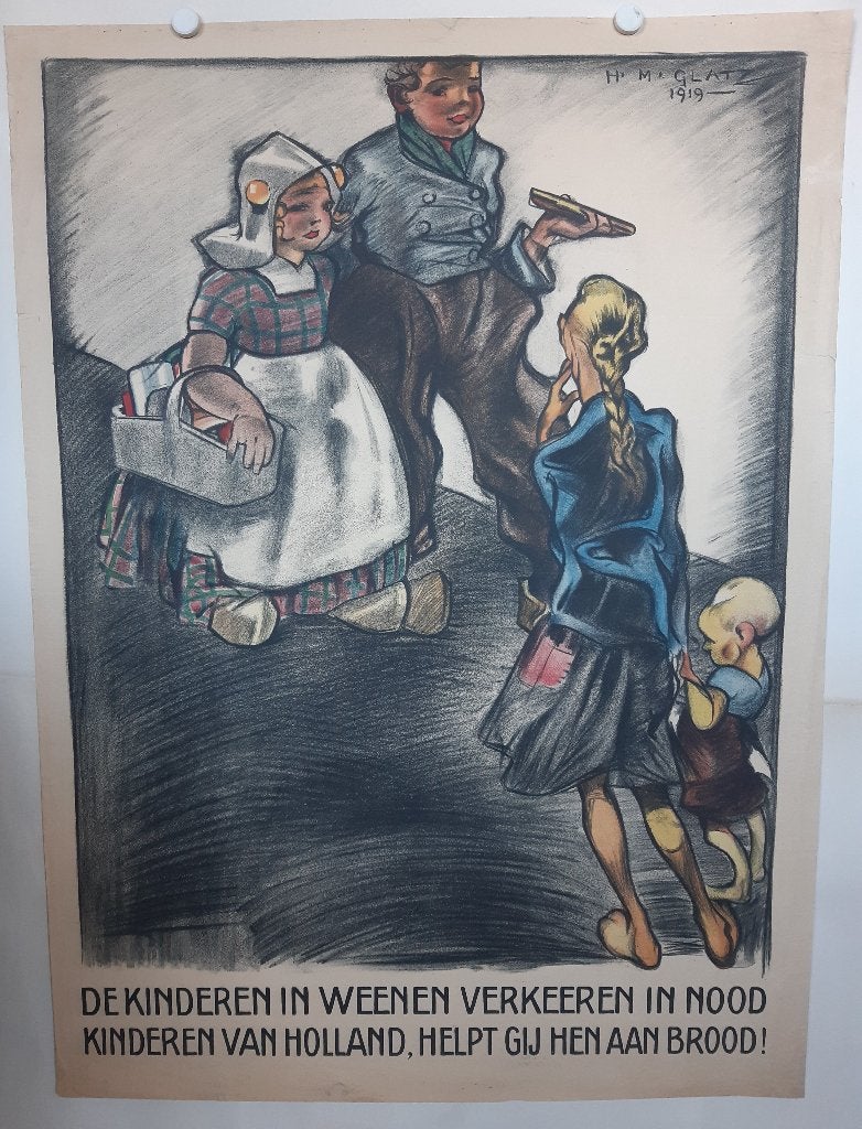 Originele Poster de Kinderen van Weenen Hongersnood Oorlog, Ophalen of Verzenden, A1 t/m A3, Reclame, Rechthoekig Staand
