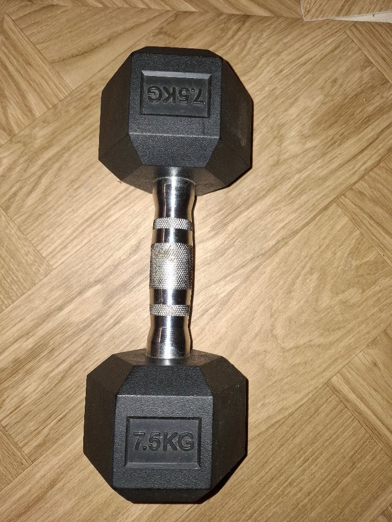 Dumbell set 7.5kg hexagon, Ophalen, Zo goed als nieuw, Benen, Dumbbell