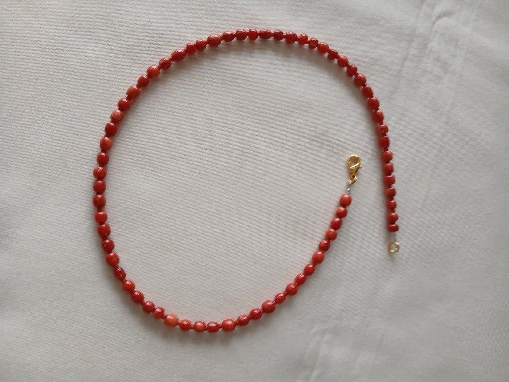 Snoer bloedkoralen 45.5 cm, Sieraden, Tassen en Uiterlijk, Kettingen, Verzenden, Gebruikt, Oranje, Steen of Mineraal