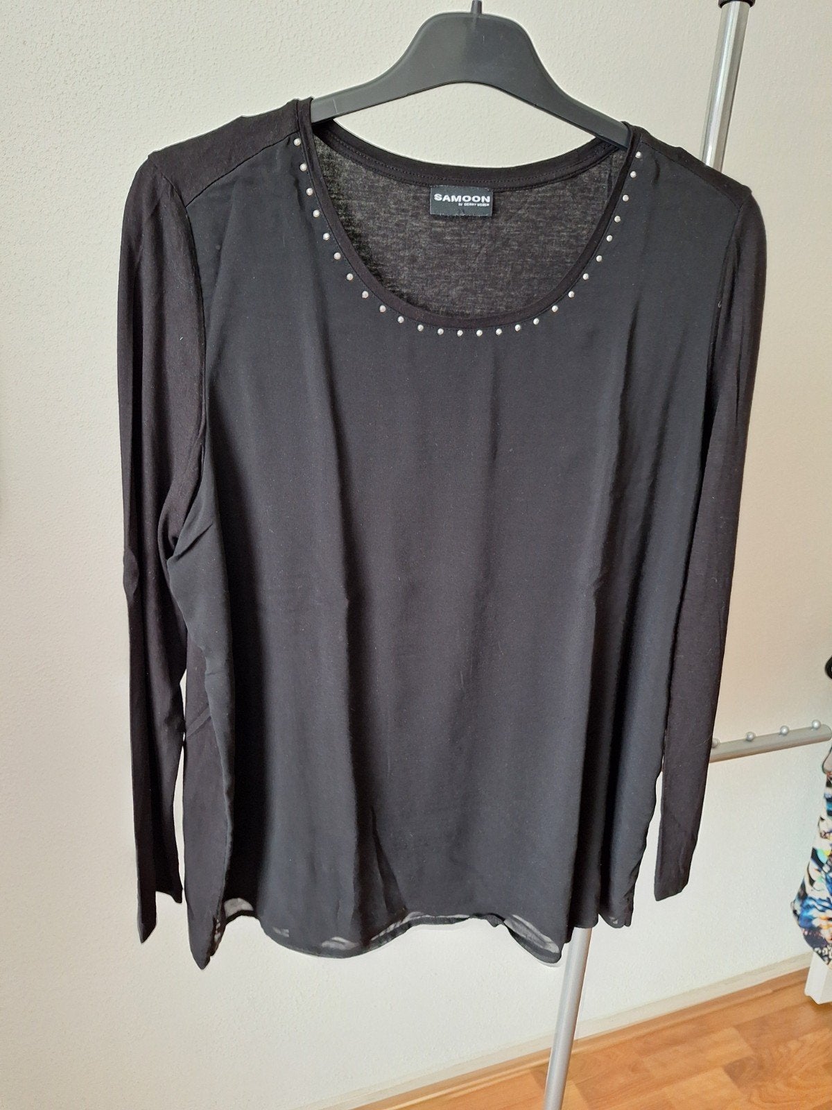 Samoon Zwart Shirt, Zwart, Maat 46/48 (XL) of groter, Ophalen of Verzenden, Zo goed als nieuw