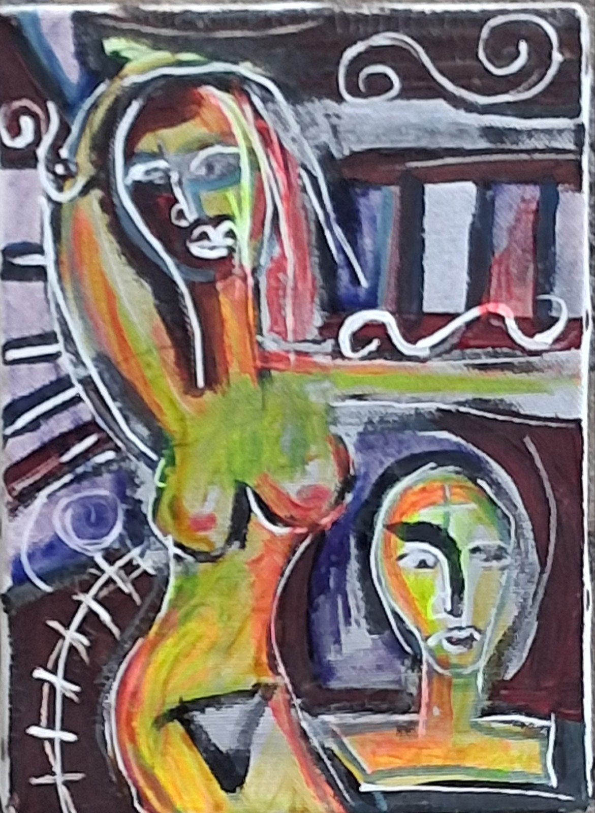 Francis Powell, Nu.  Acryl/doek.  16/22 cm., Antiek en Kunst, Acrylverf, Overig onderwerp, Ophalen of Verzenden, Overige materialen