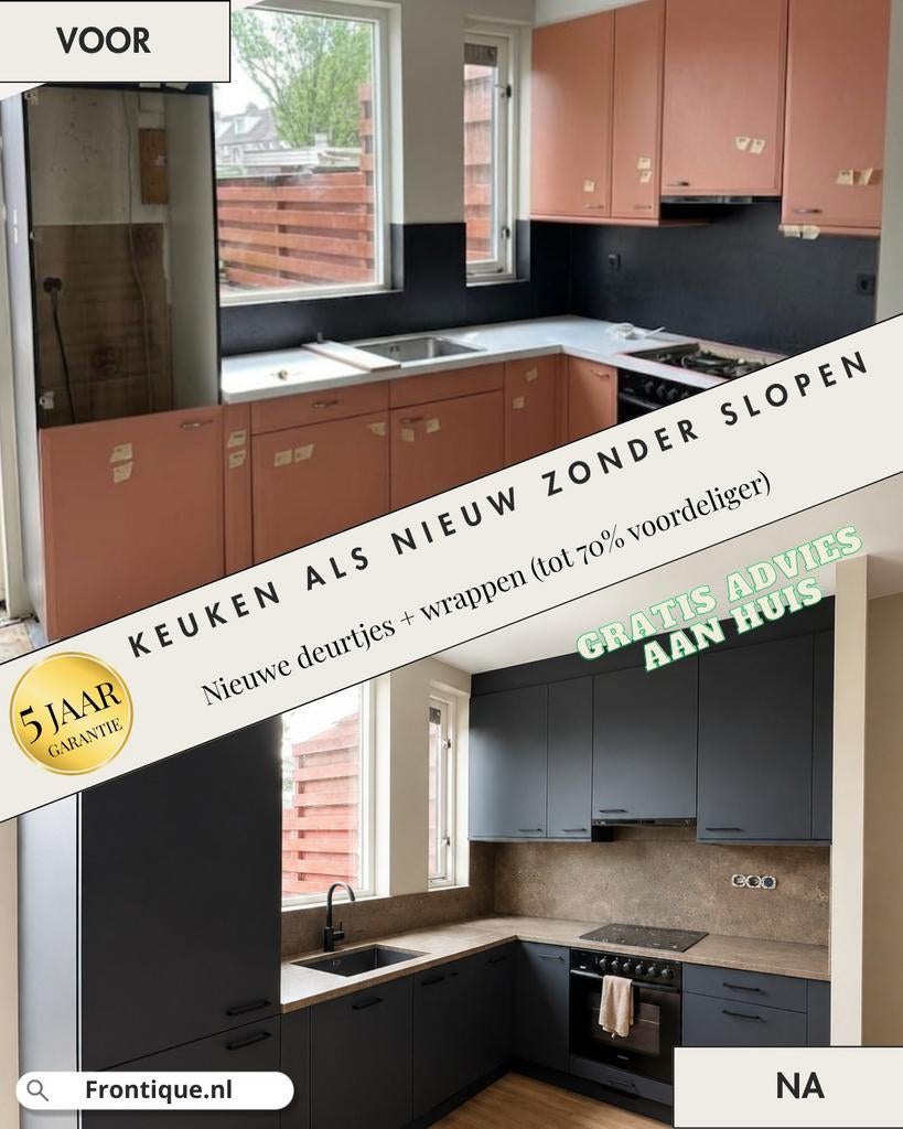 Keuken als NIEUW  Wrappen + Nieuwe Deurtjes/Fronten, Ophalen, Zo goed als nieuw