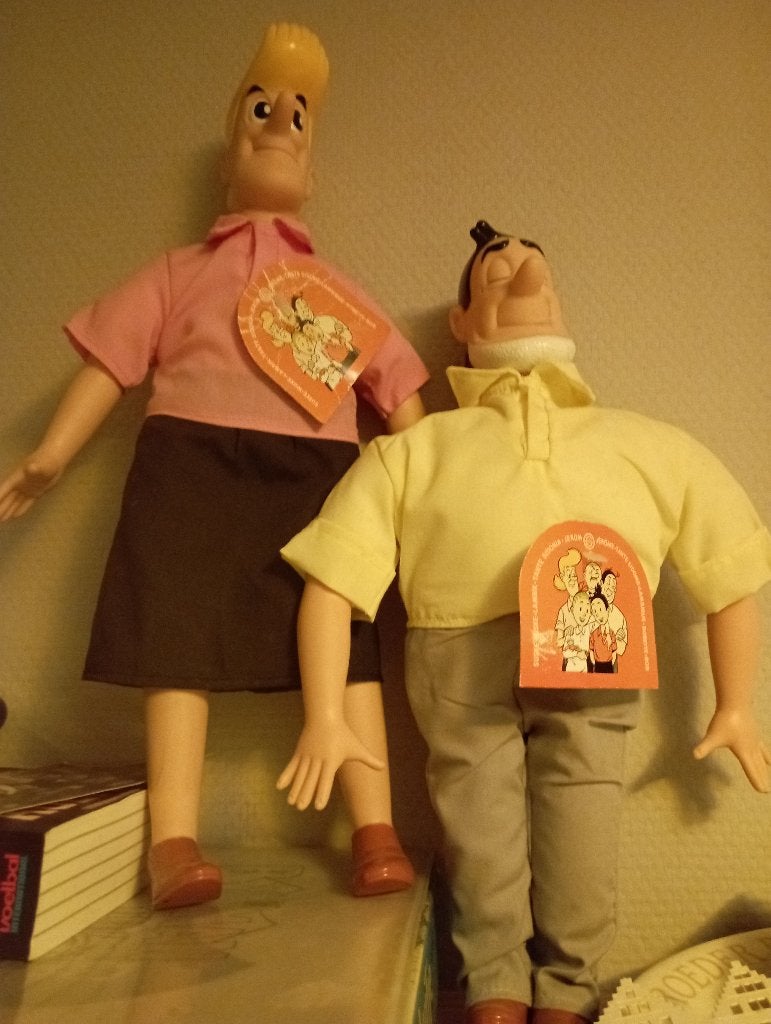 poppen stripfiguur Jerom en Sidonia, Ophalen of Verzenden, Suske en Wiske, Zo goed als nieuw, Beeldje of Figuurtje