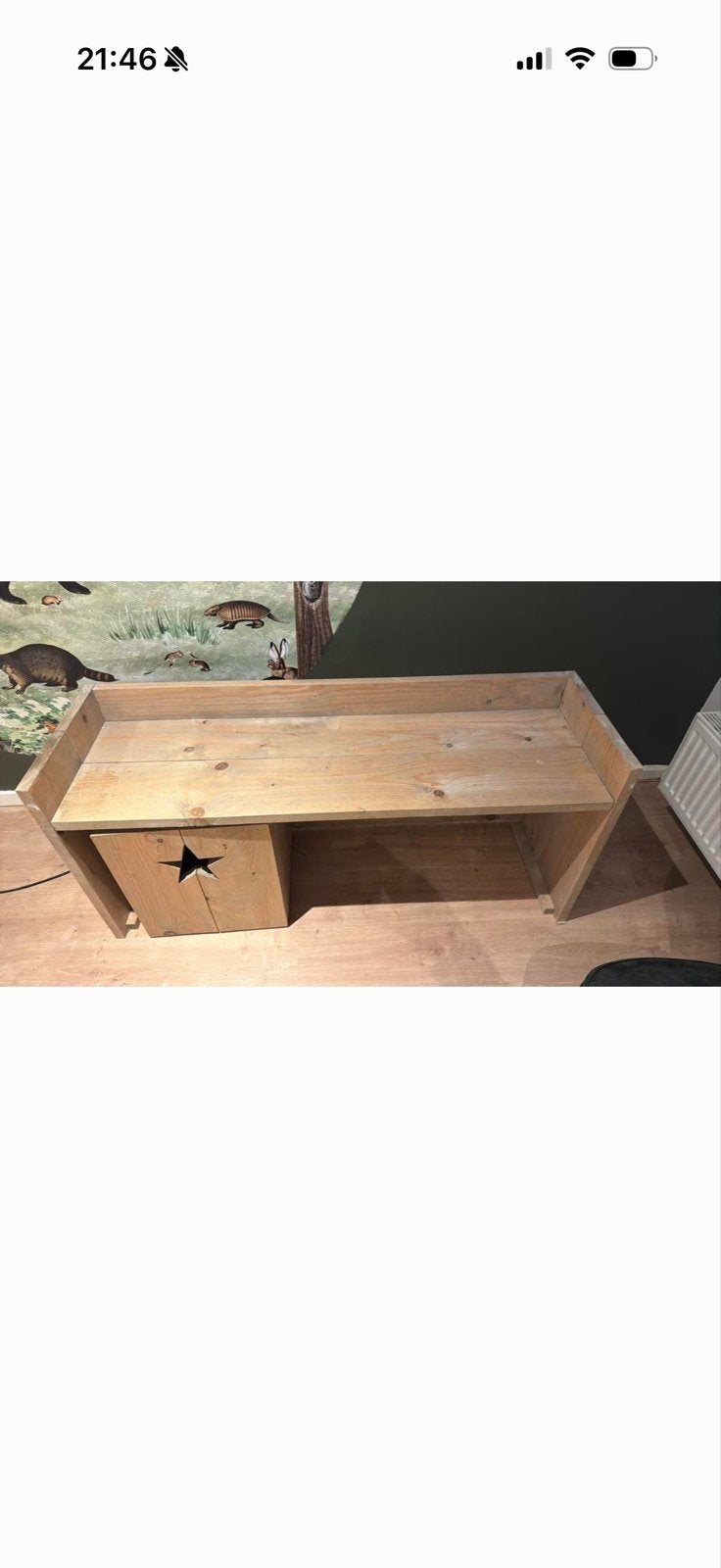 Speeltafel steigerhout met opbergkist op wielen, Ophalen, Gebruikt