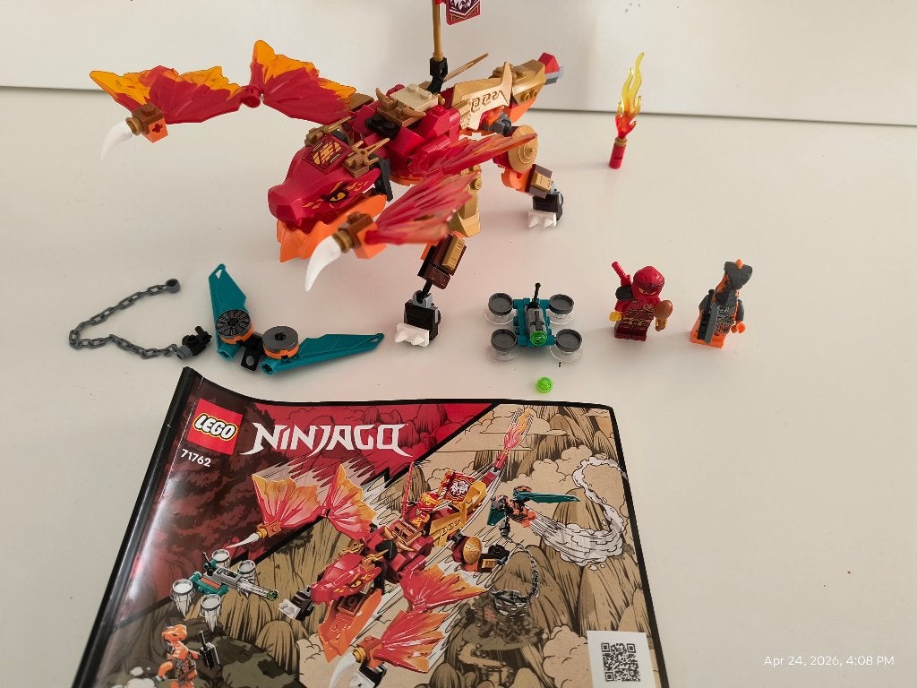 LEGO Ninjago 71762 Kai’s Fire Dragon EVO met boekje, Lego, Ophalen of Verzenden, Zo goed als nieuw, Compleet