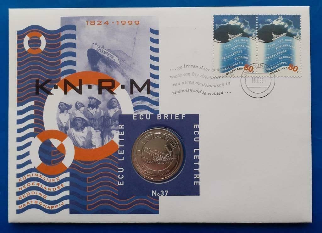 ECU brief 37 175 jaar KNRM - 1999, Postzegels en Munten, Verzenden, Overige materialen, Nederland