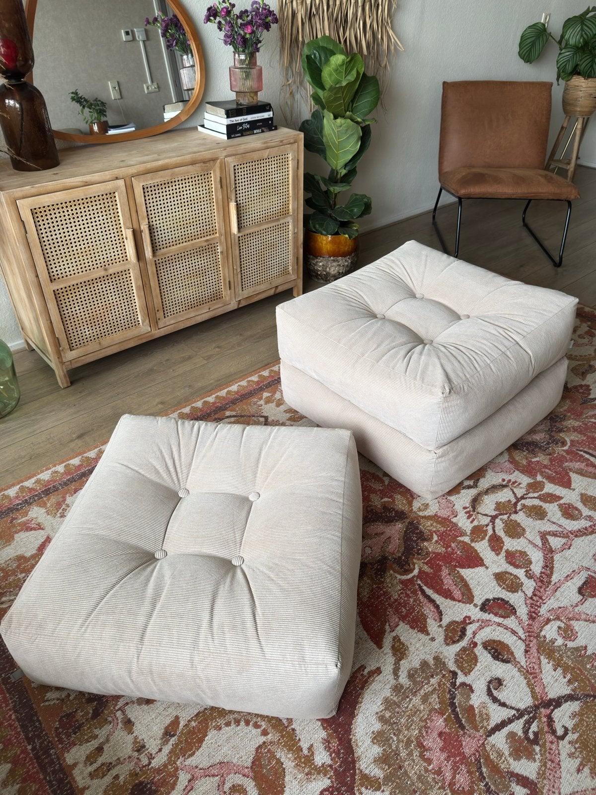 3x Karup Design More Pouf/poef - Ivoor - Zo goed als nieuw, Ophalen, Vierkant, Zo goed als nieuw, Stof