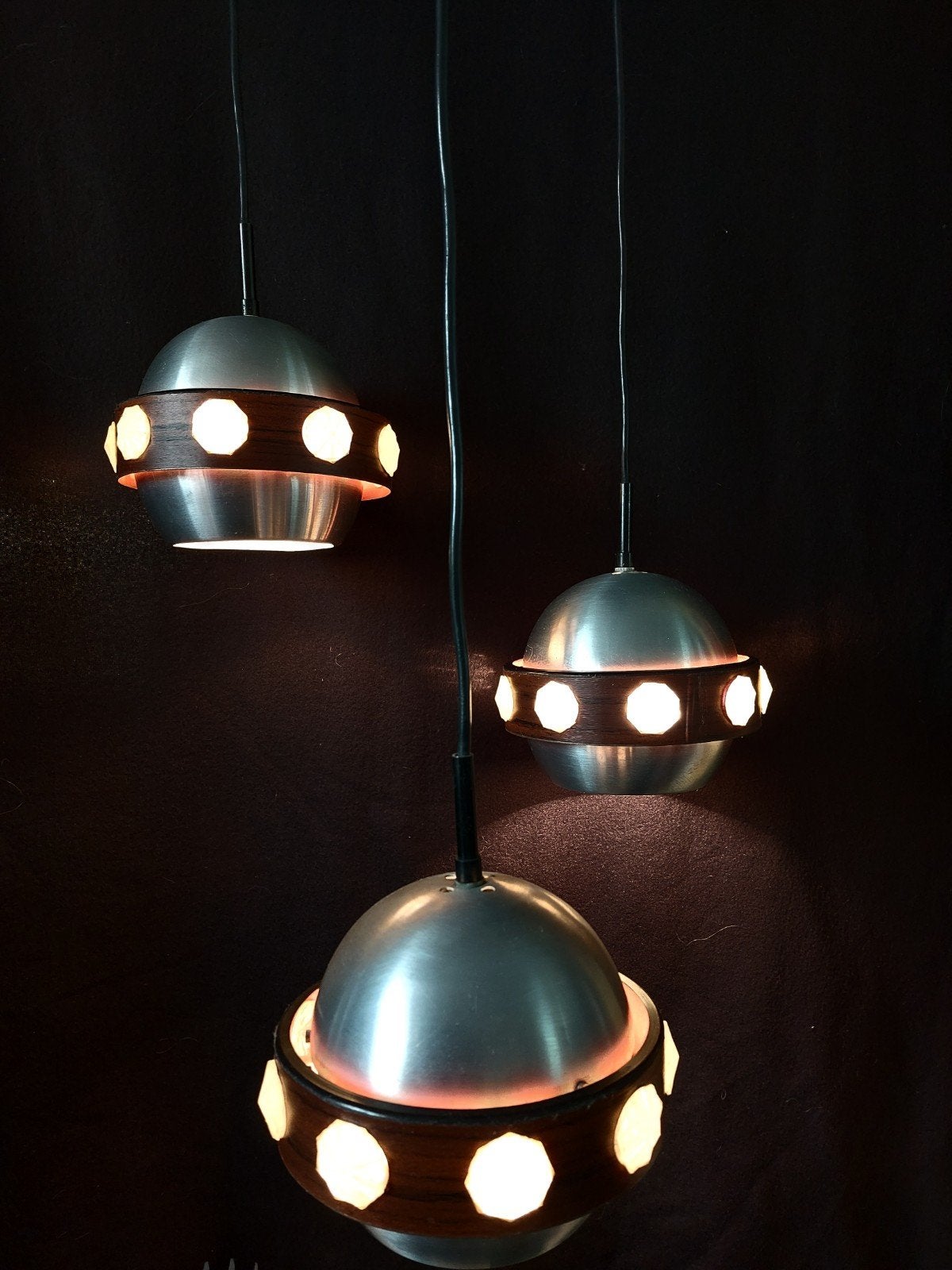 Vintage Lakro saturnus jr 70 Space Age cascade lamp, Gebruikt, Hout, Space Age, Vintage, Jaren '70, E27 (groot)
