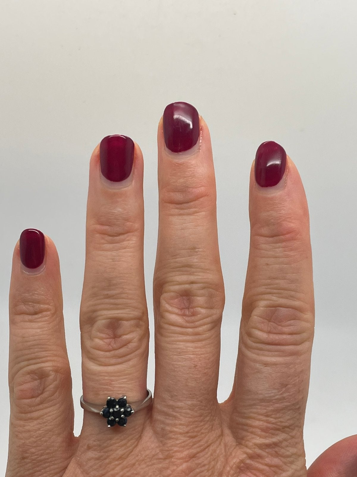 G70 Prachtige zilveren ring blauwe saffier maat 18, Ophalen of Verzenden, Zilver, Ring, Met edelsteen