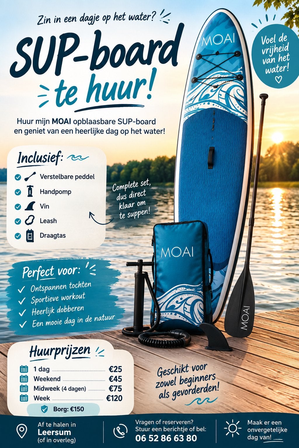 Te huur MOAI SUP-board, Ophalen, Zo goed als nieuw, SUP-boards