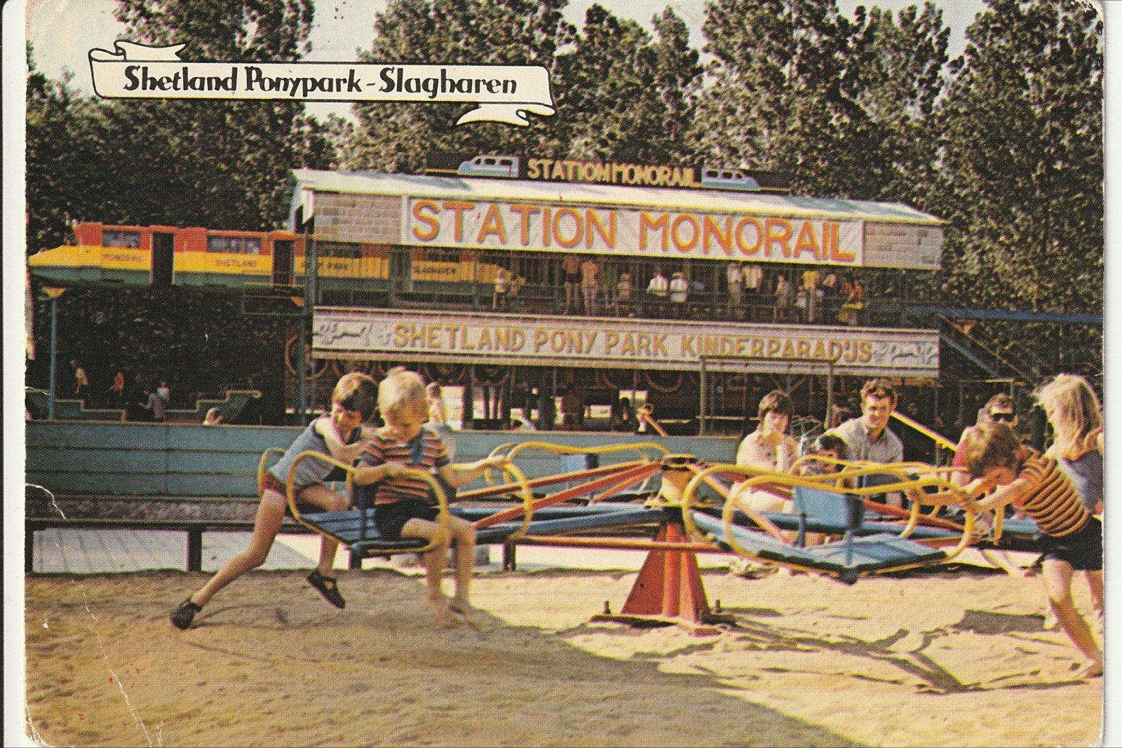 SLAGHAREN SHETLAND PONYPARK KINDERPARADIJS STATION MONORAIL, Ophalen of Verzenden, 1960 tot 1980, Gelopen, Overijssel