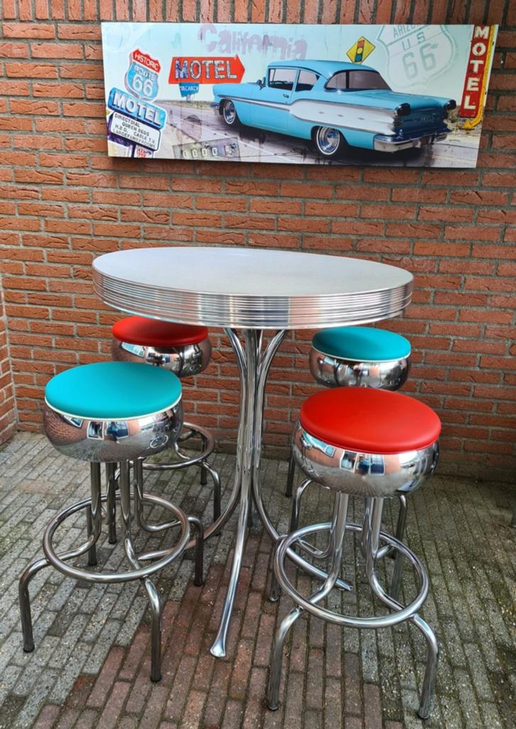 FIFTIES SIXTIES AMERIKAANSE BARKRUKKEN  BEL AIR BARTAFEL, Huis en Inrichting, Barkrukken, Ophalen, 60 tot 90 cm, Met voetsteun