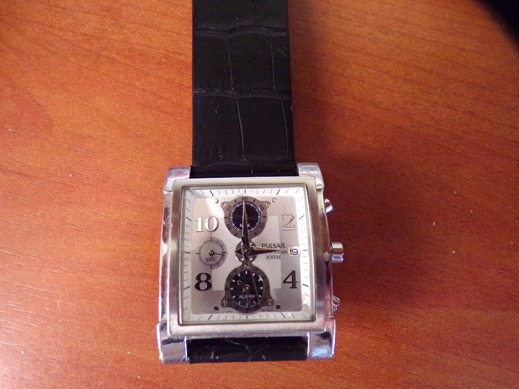 Pulsar chronograph, Overige merken, Leer, Staal, Polshorloge