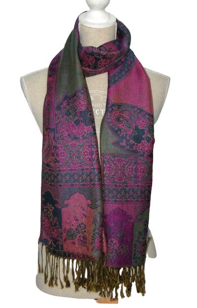 Nieuwe Pashmina zijde - woven shawl, sjaal, paars, Verzenden, Maat 46/48 (XL) of groter, Nieuw, Pashmina
