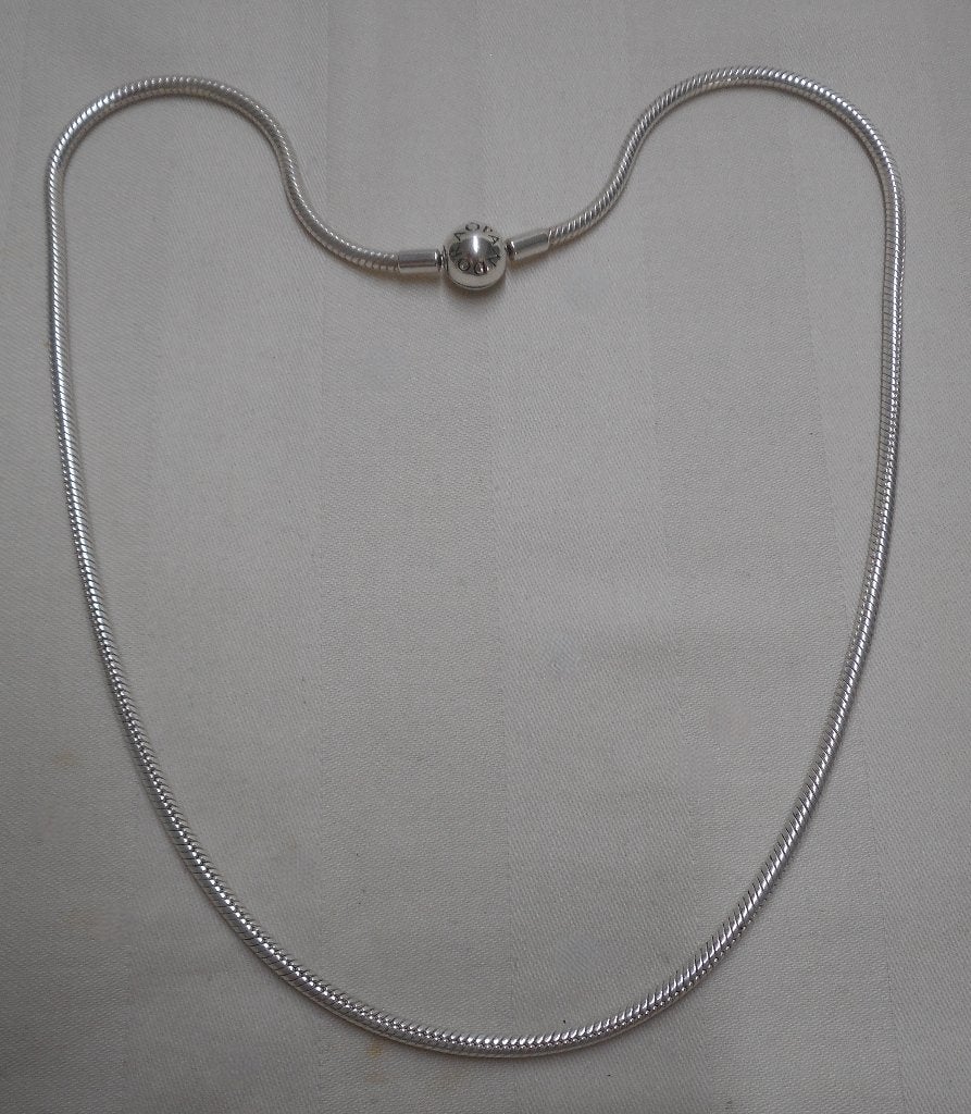 Zilveren Pandora snake  ketting met ronde sluiting nr.1766, Verzenden, Zo goed als nieuw, Zilver, Zilver