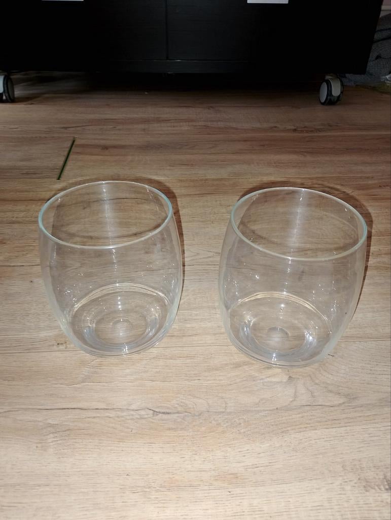 2 kristallen vazen/ windlichten, Ophalen, Zo goed als nieuw, Kristal