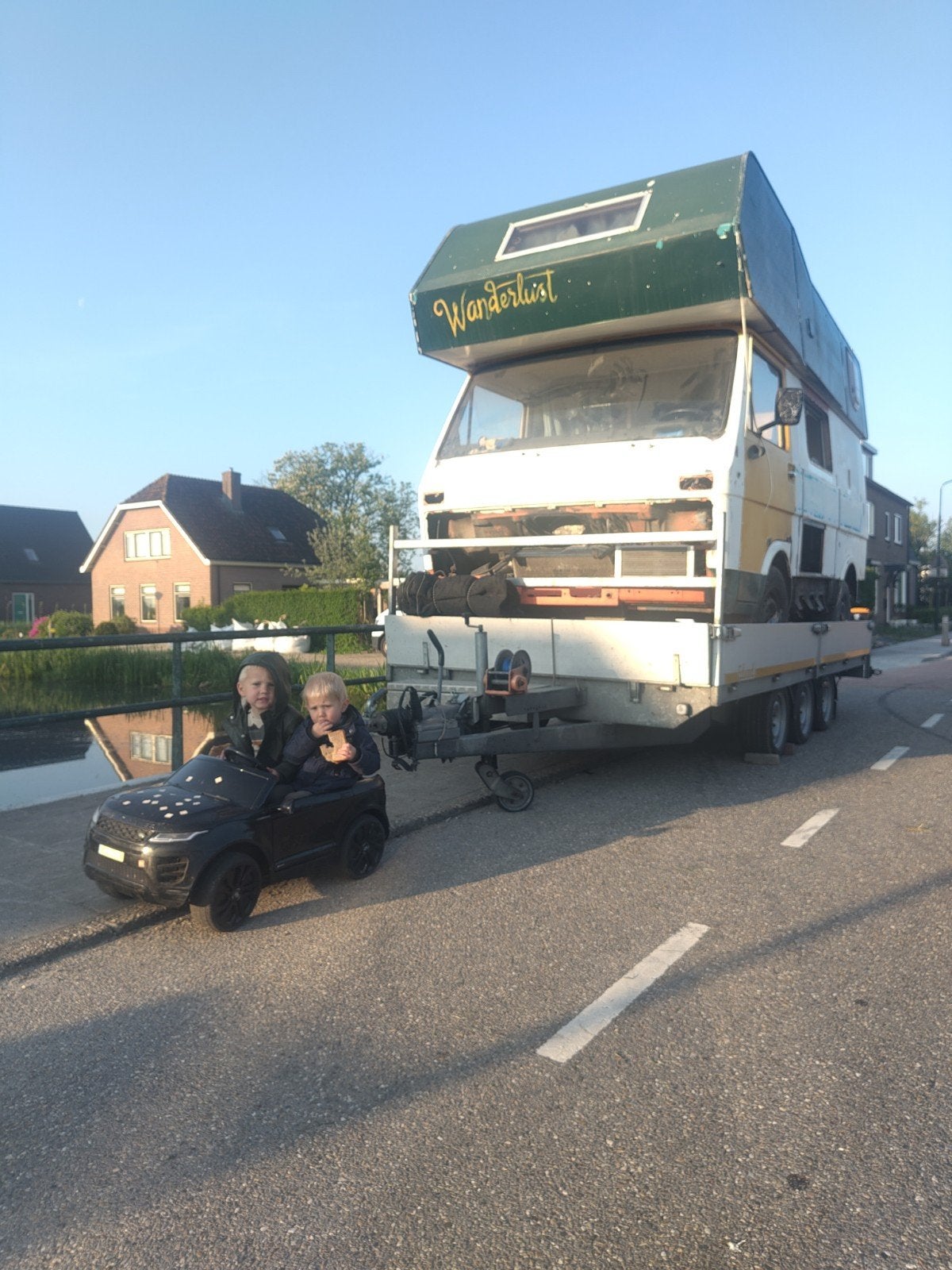 Auto/voertuig transport tot 3500kg met lier.