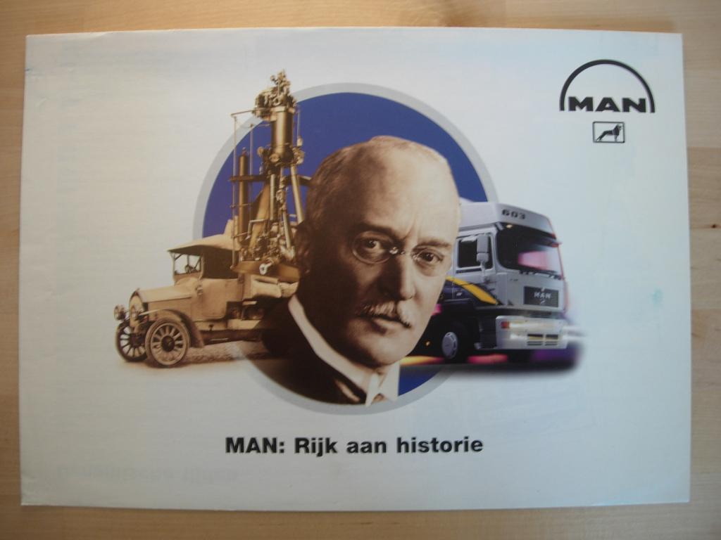 MAN Historie Brochure 1996 – Vrachtwagen Truck F2000 V10, MAN Diesel, Ophalen of Verzenden, Zo goed als nieuw, Overige merken