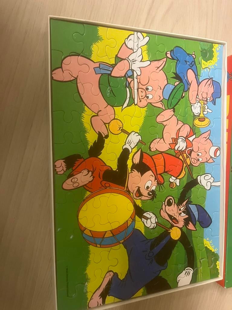 Vintage King Puzzle - Drie biggetjes, Ophalen of Verzenden, Meer dan 50 stukjes, Gebruikt, 4 tot 6 jaar