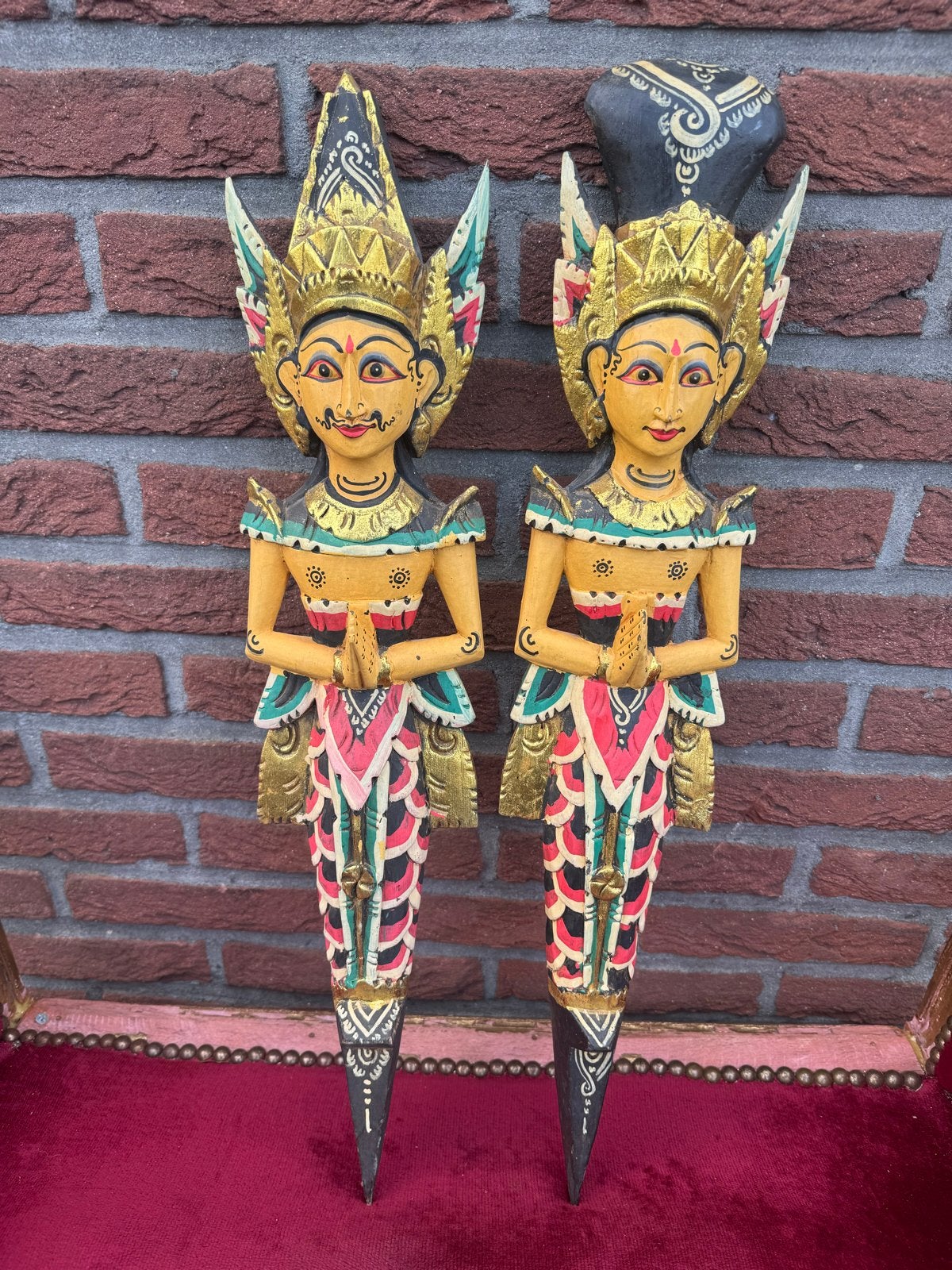 Balinees echtpaar, set van twee houten beelden, 60 cm, Antiek en Kunst, Overige onderwerpen, Houtsnijwerk, Hout, Azië