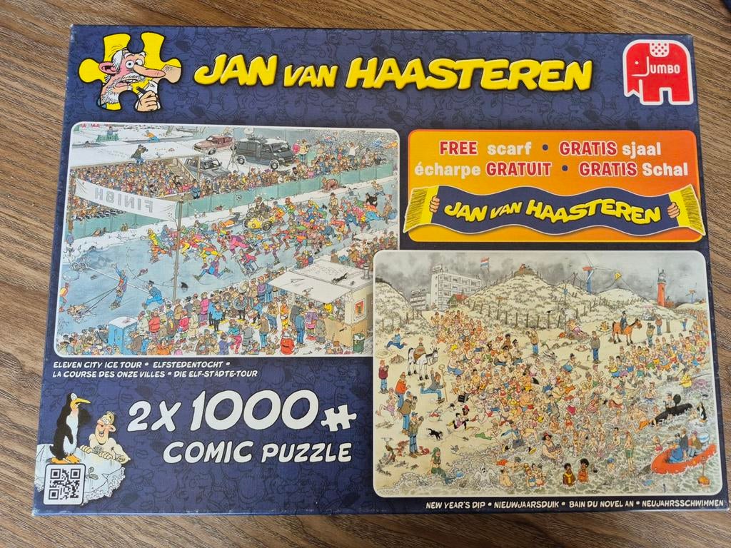 Jan van Haasteren puzzel 2x 1000 stukjes, Hobby en Vrije tijd, Ophalen, 500 t/m 1500 stukjes, Gebruikt