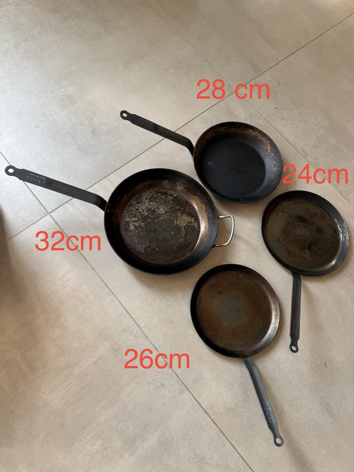 4 De Buyer koekenpannen, Huis en Inrichting, Ophalen, Overige materialen, De Buyer, PFAS-vrij