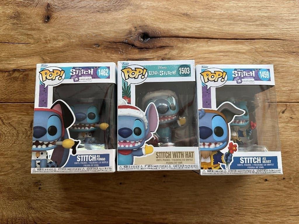 3x Funko Pop Disney Stitct - Pongo, Beast & Christmas Hat, Ophalen of Verzenden, Zo goed als nieuw