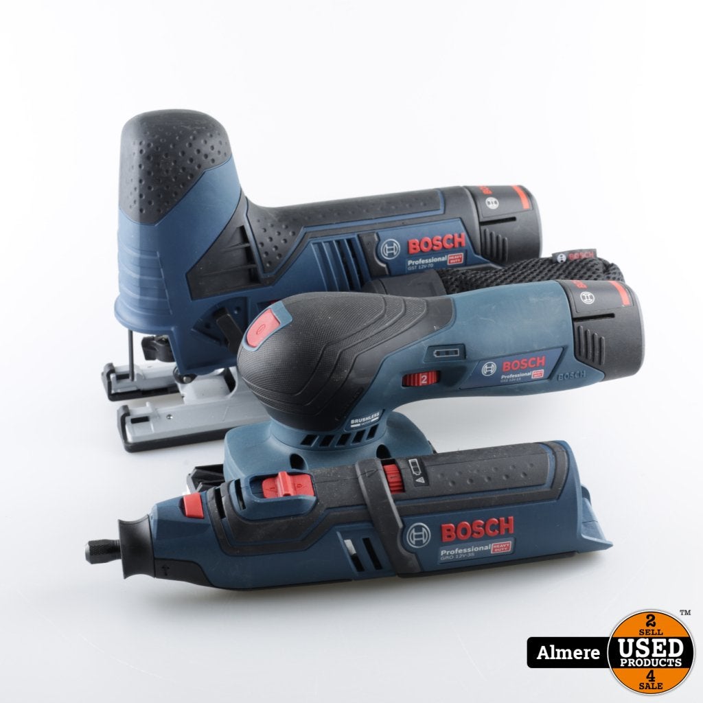 Bosch Professional GSS12V-13 + GRO12V-35 + GST12V-70 Accu, Bosch, Gebruikt, Support@bosch.com, Robert Bosch GmbH
Robert-Bosch-Platz 1
70839 Gerlingen-SchillerhÃ¶he
Germany