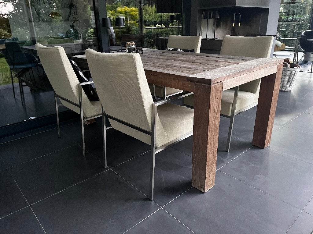Tuinset 4-seasons outdoor, Tuin en Terras, Ophalen, 4 zitplaatsen, Eettafel, Textileen