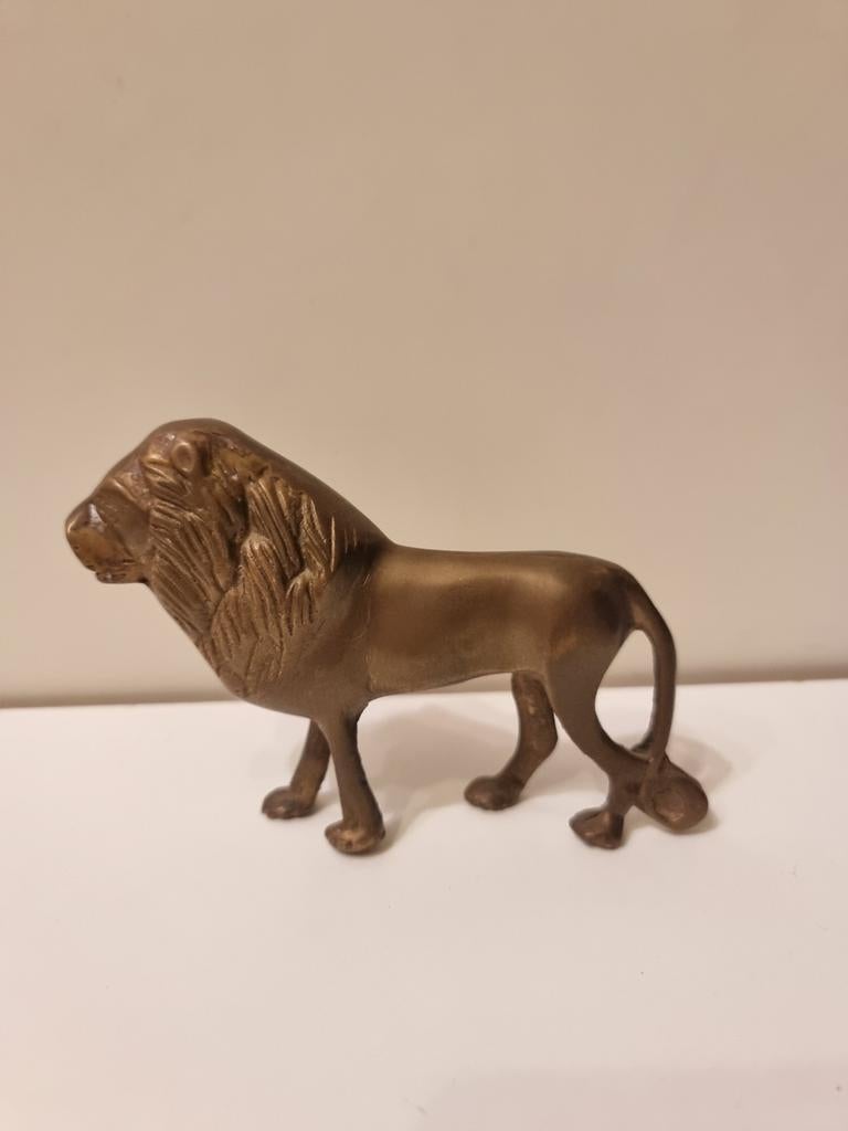 Vintage bronzen leeuw beeldje, Antiek en Kunst, Antiek | Koper en Brons, Ophalen of Verzenden, Brons
