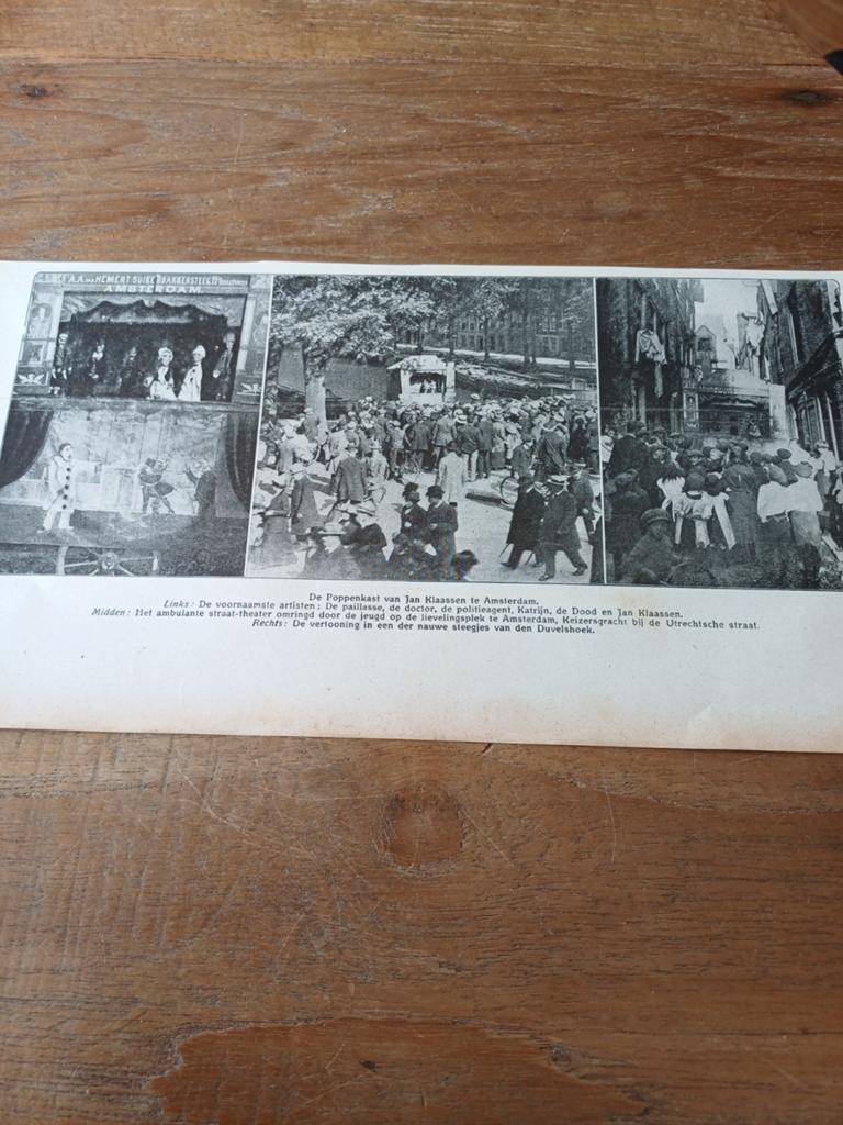 Knipsel poppenkast Jan Klaassen Amsterdam 1915, Ophalen of Verzenden, Voor 1920, Knipsel(s)