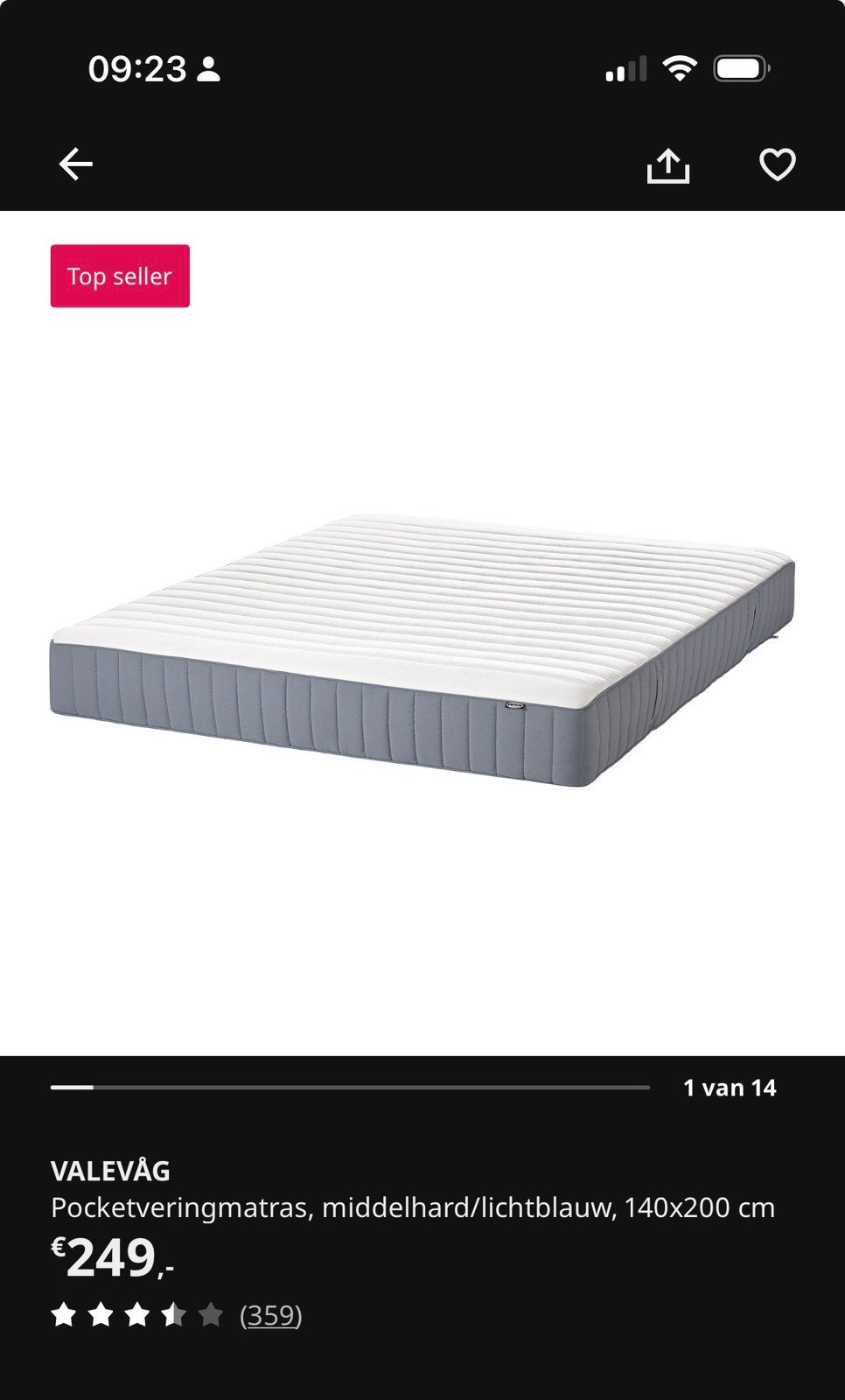Valevag matras Ikea 140 x 200 - zgan 10 maanden oud, Huis en Inrichting, Slaapkamer | Matrassen en Bedbodems, Ophalen, Zo goed als nieuw