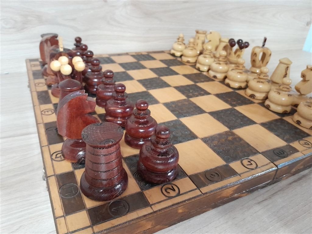 Schaak set hout - s3038, Verzenden, Zo goed als nieuw
