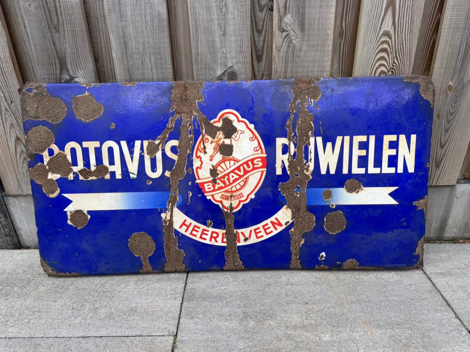 Batavus Rijwielen emaille reclamebord, Verzamelen, Merken en Reclamevoorwerpen, Ophalen, Reclamebord, Gebruikt, I