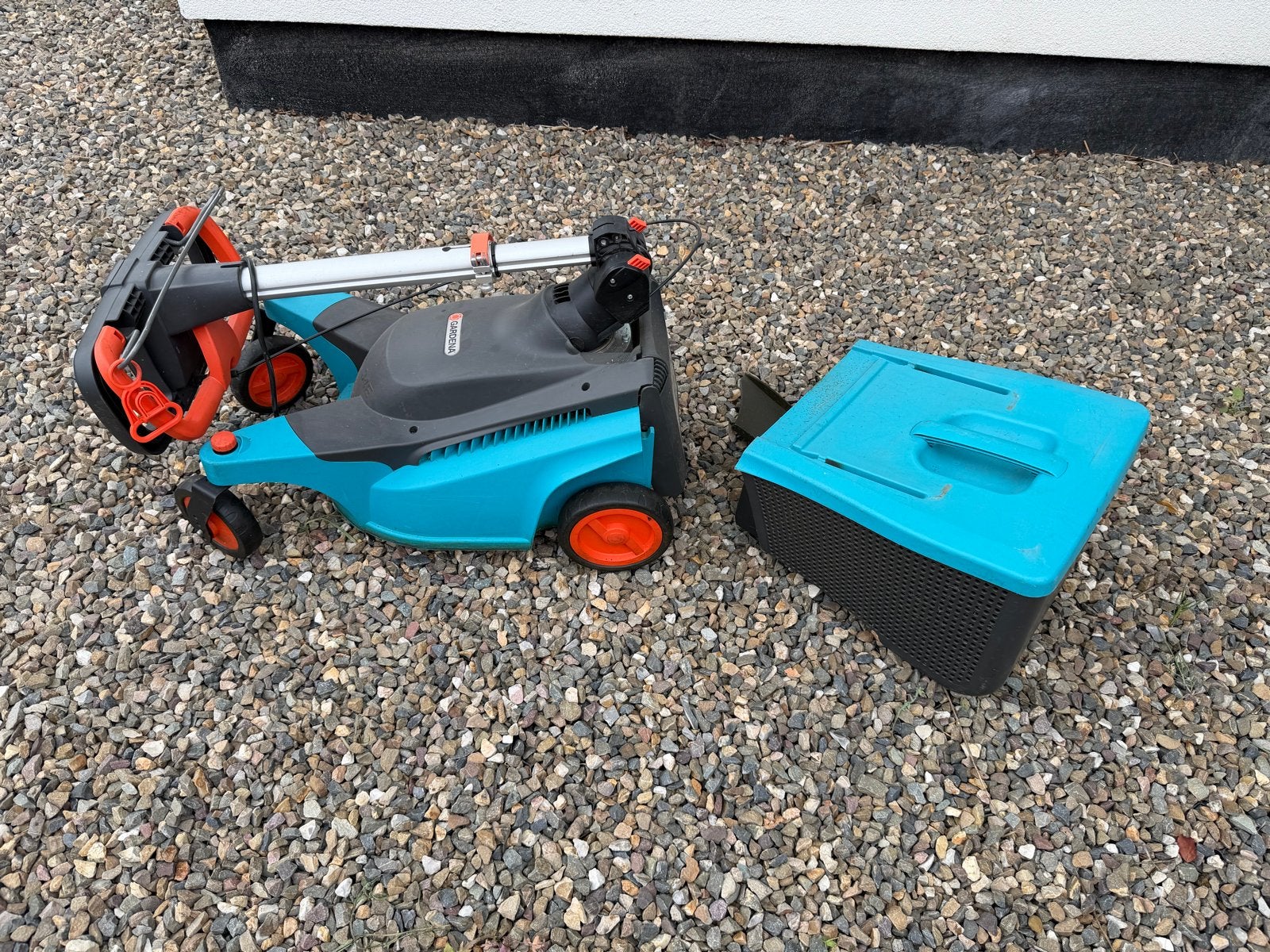 Gardena Elektrische Grasmaaier met Opvangbak, Cirkelmaaier, Gebruikt, Elektrische grasmaaier, Ophalen of Verzenden