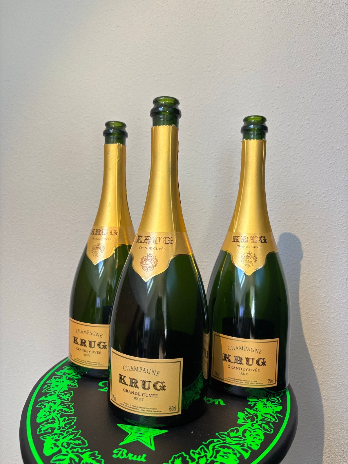 Krug Grande Cuvée Brut - 3 Lege flessen, Ophalen of Verzenden, Gebruikt, Frankrijk, Champagne